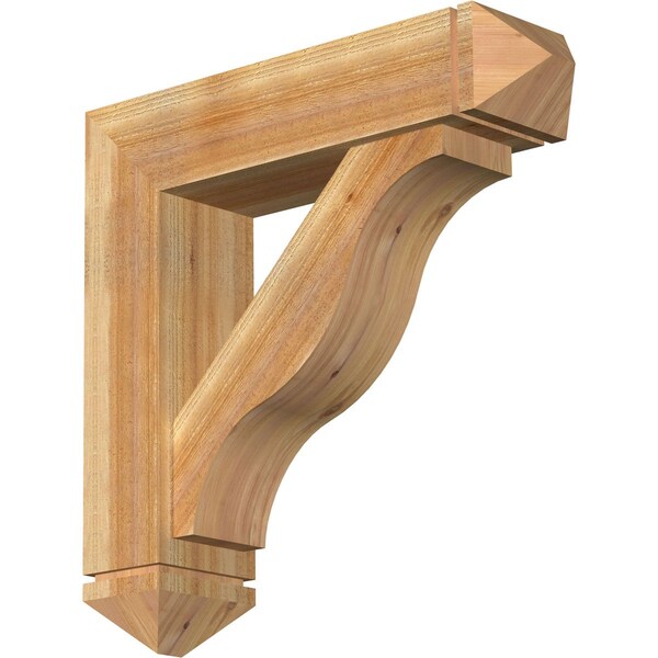 Ekena Millwork Funston Arts and Crafts Rough Sawn Bracket w/ Offset Brace, Western Red Cedar, 8"W x 32"D x 32"H BKT0806X32X32FST03RWR - main